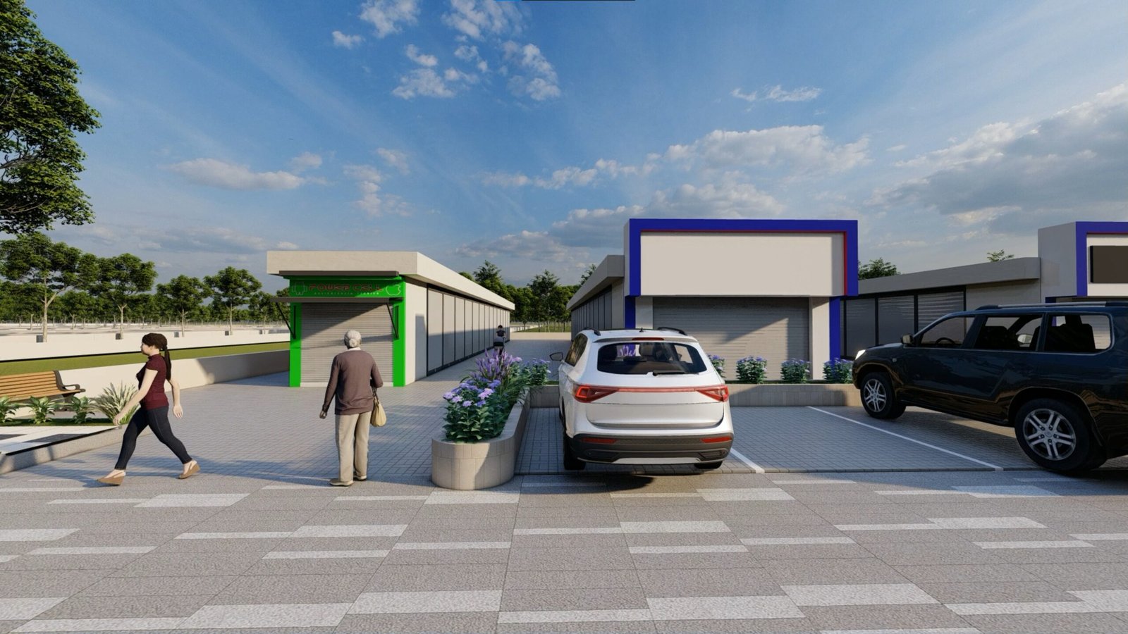 Living room with large windows