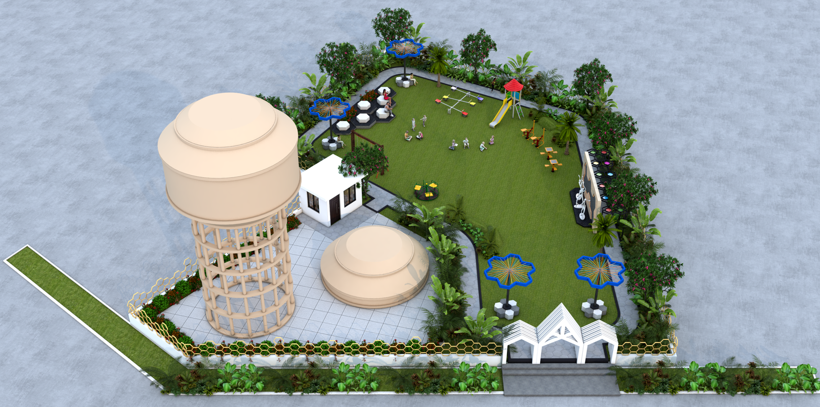 Living room with large windows