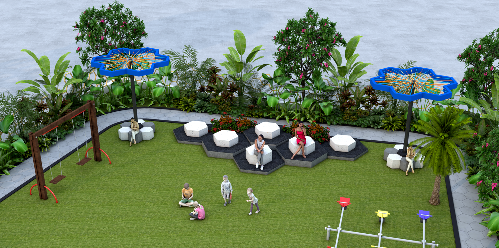 Living room with large windows