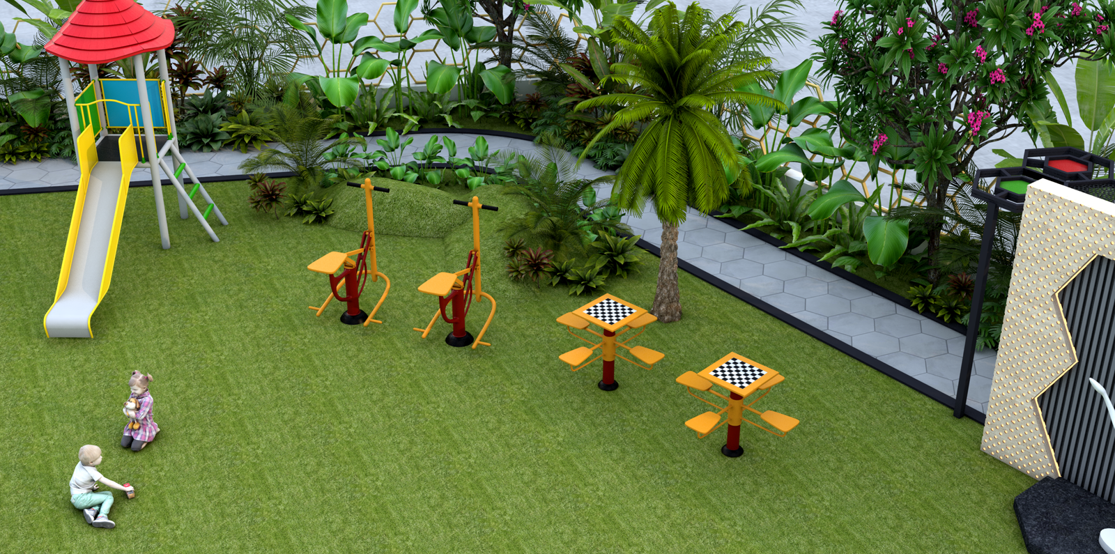 Living room with large windows