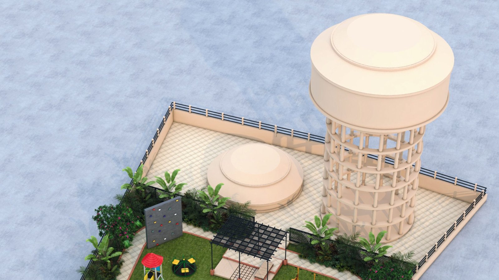 Living room with large windows